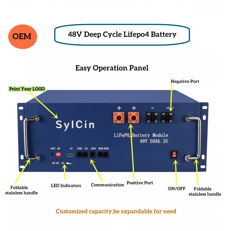 Functional components of 48V 50Ah telecom battery.
